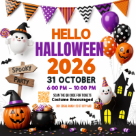 Белый Haunted House Halloween Event Post Instagram Template