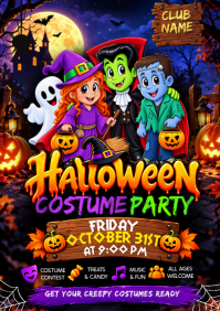 Black Halloween Costume Party A4 Template