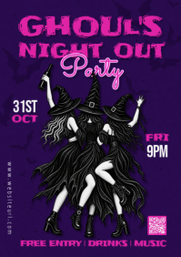 Purple Halloween Party A4 Template