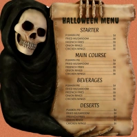 Halloween party,Halloween menu,party Instagram Post template