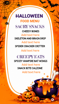 สีขาว Halloween Food Menu História do Instagram Template