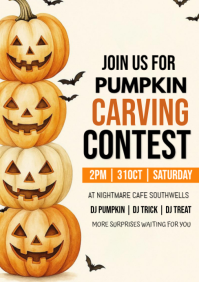 White Pumpkin Carving Contest A5 Template