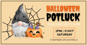 Orange Halloween Potluck Event auf Facebook geteiltes Bild Template