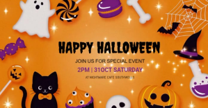 Halloween party,party,potluck Obraz udostępniany na Facebooku template