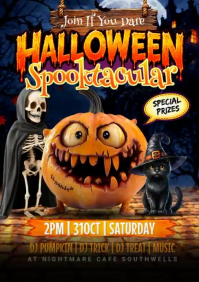 Czarny Halloween Pumpkin Carving Event A5 Template