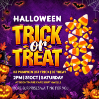 Purple Halloween Party โพสต์บน Instagram Template