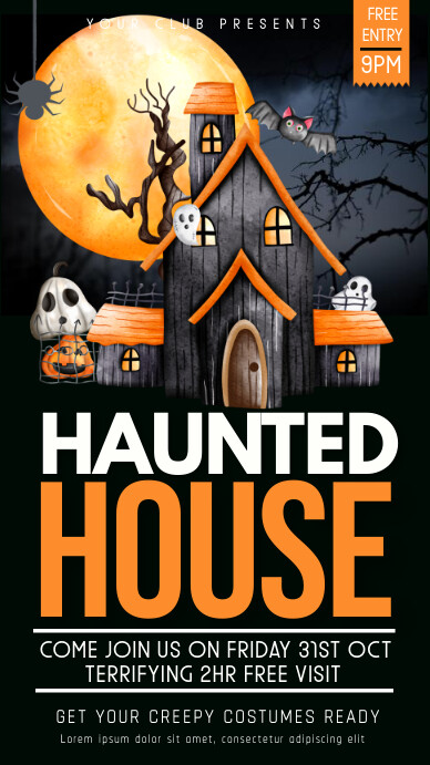Halloween party,Haunted house História do Instagram template
