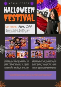Halloween party,newsletter,event A5 template