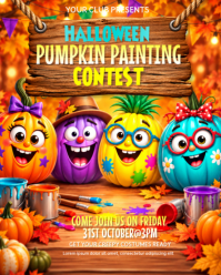 สีส้ม Halloween Pumpkin Painting Contest Instagram Portrait Template