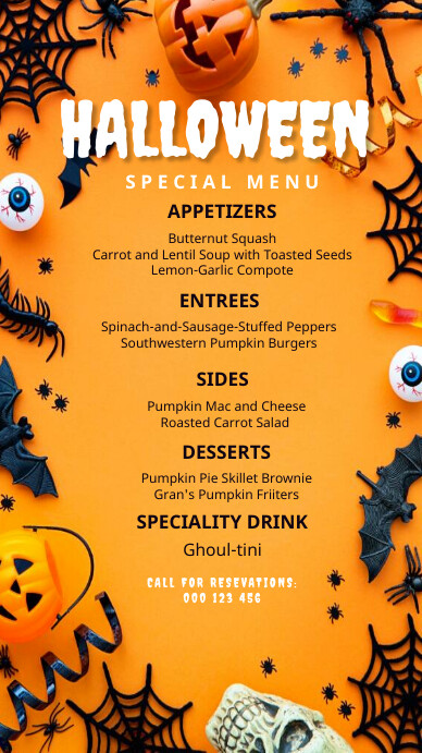 Halloween party, menu,event 数字显示屏 (9:16) template