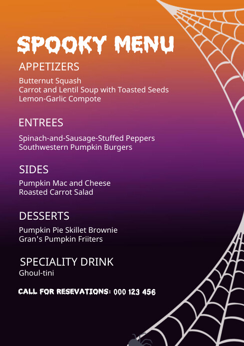 Halloween party, menu,event A4 template