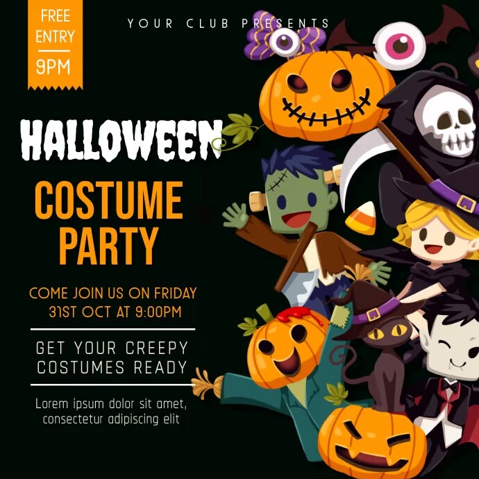 Halloween party,Halloween costume contest Kwadrat (1:1) template