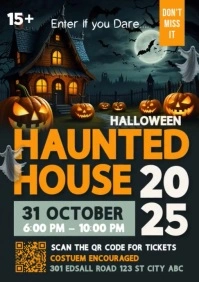 Halloween party,Halloween haunted hosue A4 template