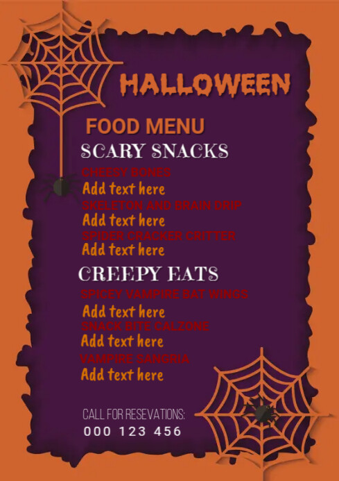 Halloween party,Halloween menu,party A3 template