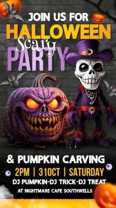 Halloween party,Halloween fright night, scary party Instagram Story template