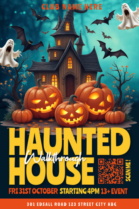 Halloween party,Halloween haunted house Banner 4' × 6' template