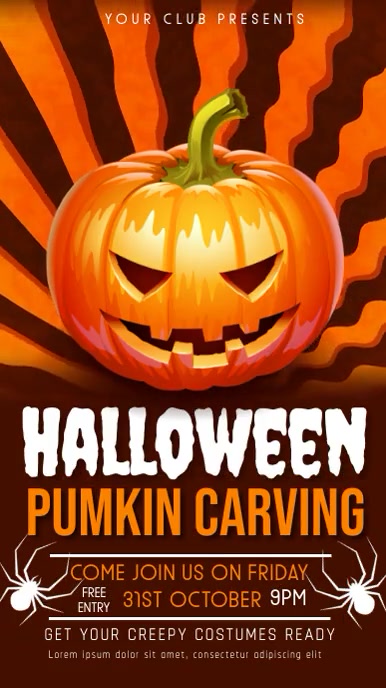Halloween party,pumkin carving Instagram Story template