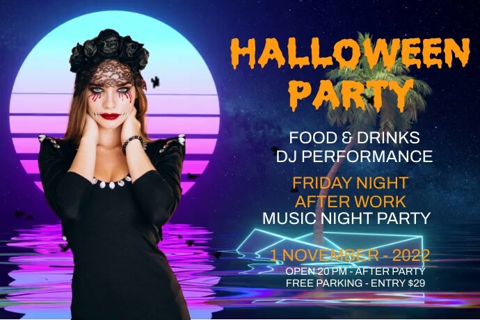 Halloween Party Ads Cartaz template