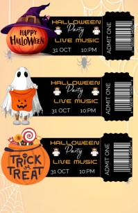 halloween party and movie admit ticket Tabloid template