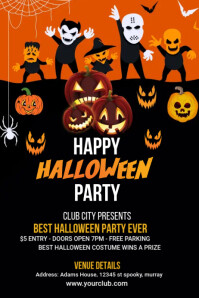Sort Halloween Party Transparent 4 stopy × 6 stóp Template