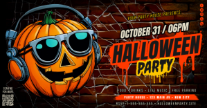 Halloween Party Banner delt Facebook-billede template