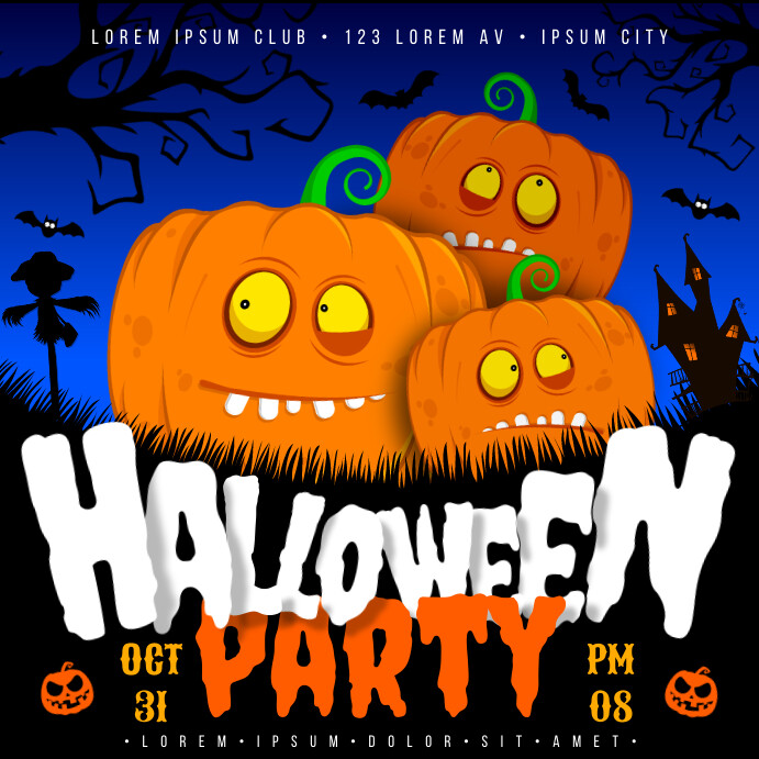 HALLOWEEN PARTY BANNER Persegi (1:1) template