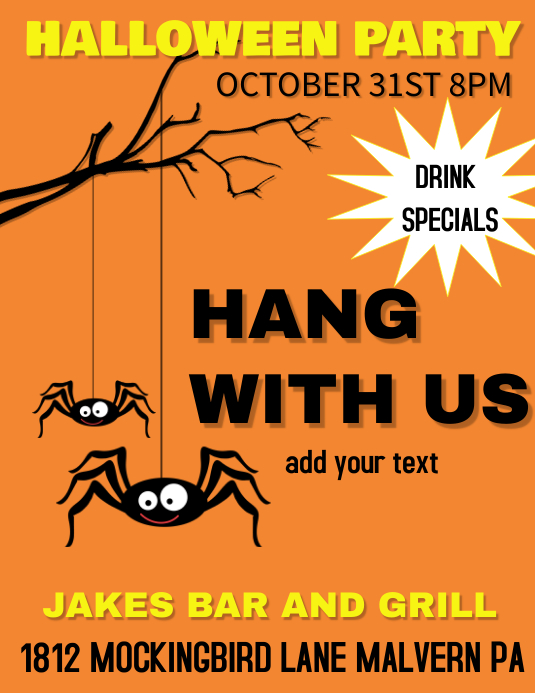 HALLOWEEN PARTY BAR Template | PosterMyWall