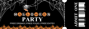 Черный Halloween Party Ticket Nagłówek wiadomości e-mail Template