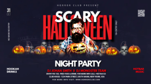 Lila Scary Halloween Night Party Twitter Post Template