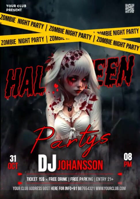 Black Halloween Party A4 Template | PosterMyWall