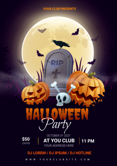 Black Halloween Party A4 Template | PosterMyWall