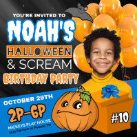 Orange Halloween Birthday Party Сообщение Instagram Template