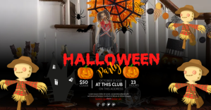 สีดำ Halloween Party Obraz udostępniany na Facebooku Template
