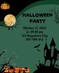 Turquoise Halloween Party Instagram Portrait Template
