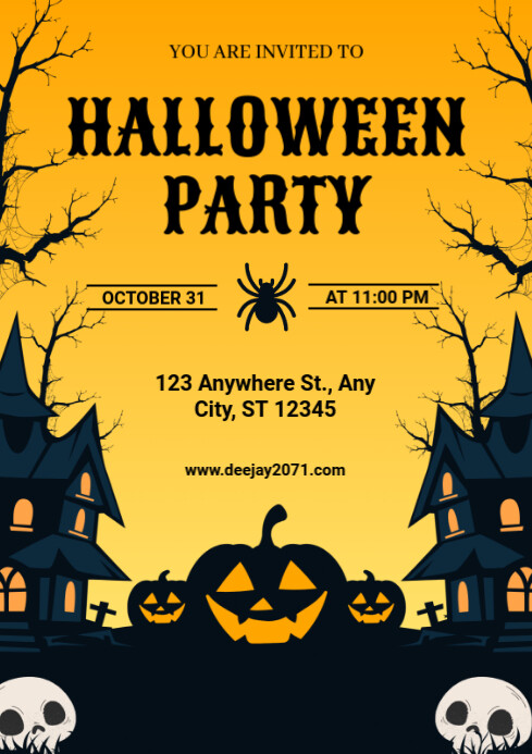Orange Halloween Party A4 Template | PosterMyWall