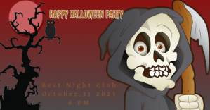 สีน้ำตาล halloween party Facebook Ad Template