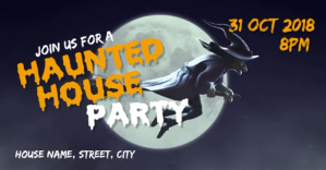 Halloween Haunted house party facebook post Isithombe Esabiwe ku-Facebook template