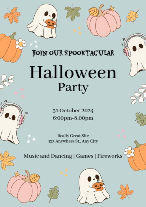 Blue Halloween Party A4 Template | PosterMyWall