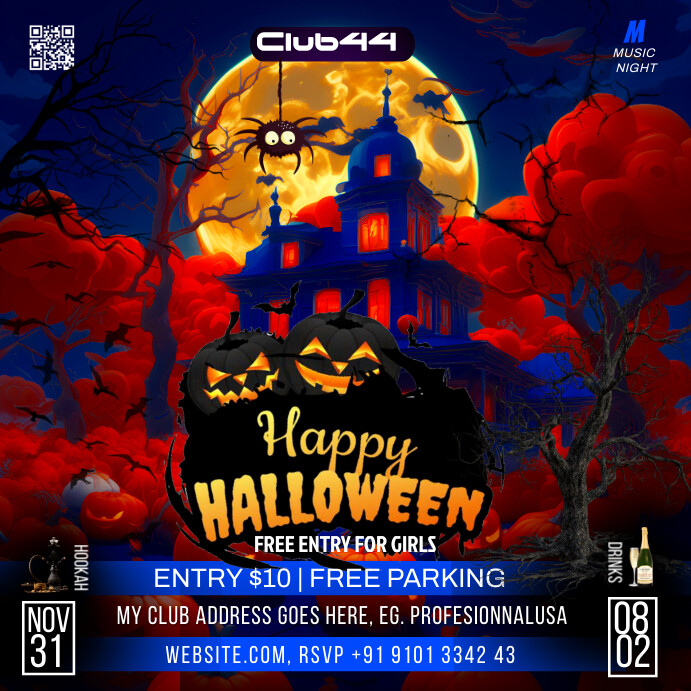 Halloween party Publicação no Instagram template