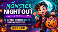 Purple Halloween Party Уменьшенное изображение YouTube Template