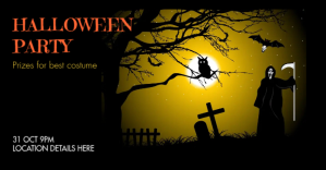 黑色 Halloween Party Gambar Bersama Facebook Template