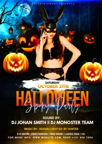 Halloween Party Flyer Design A5 template