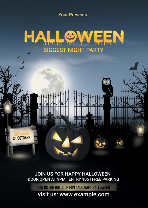 Plantilla de Halloween Party Flyer | PosterMyWall