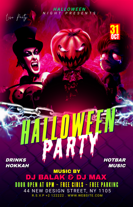 Halloween Party flyer Tabloid template