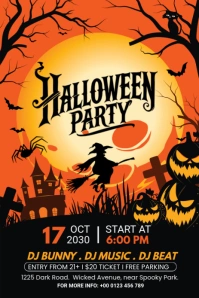 Halloween Party Flyer Template Gráfico de Pinterest
