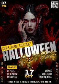 Black Halloween Night Party A1 Template