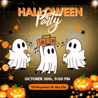 Zwart Halloween Party Wpis na Instagrama Template