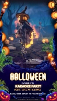 Purple Halloween Karaoke Party Indaba yaku-Instagram Template