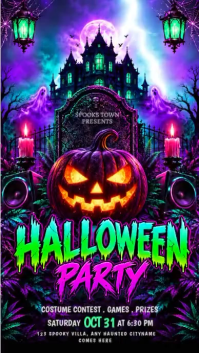 Purple Halloween Party История на Instagram Template