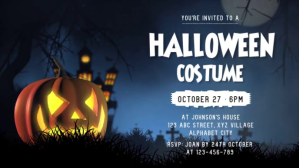 黑色 Halloween Costume Party Vídeo de capa do Facebook Template